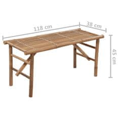 Vidaxl Zložljiva vrtna klop z blazino 118 cm bambus