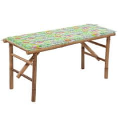 Vidaxl Zložljiva vrtna klop z blazino 118 cm bambus