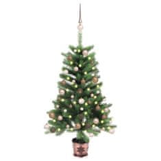 Vidaxl Umetna osvetljena novoletna jelka z bunkicami 90 cm zelena