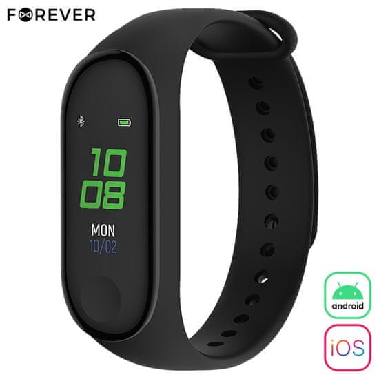 Forever FitBand SB-50 pametna zapestnica, Bluetooth 5.0, aplikacija, vodoodporna IP65, črna - kot nov