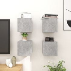 Vidaxl Stenske TV omarice 4 kosi betonsko sive 30,5x30x30 cm