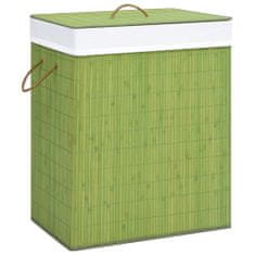 Greatstore Košara za perilo iz bambusa zelena 83 L
