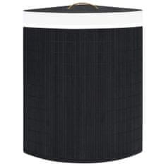 Greatstore Kotna košara za perilo iz bambusa črna 60 L