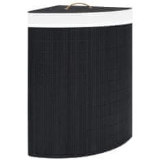 Greatstore Kotna košara za perilo iz bambusa črna 60 L