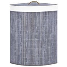 Vidaxl Kotna košara za perilo iz bambusa siva 60 L
