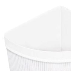 Vidaxl Kotna košara za perilo iz bambusa bela 60 L