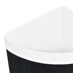 Vidaxl Kotna košara za perilo iz bambusa črna 60 L