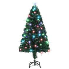 Vidaxl Osvetljena novoletna jelka s stojalom in LED 120 cm optična vlakna