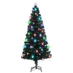 Vidaxl Osvetljena novoletna jelka s stojalom in LED 180 cm optična vlakna
