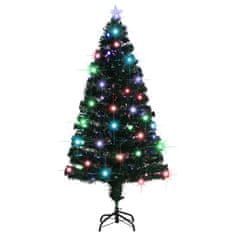 Vidaxl Osvetljena novoletna jelka s stojalom in LED 150 cm optična vlakna