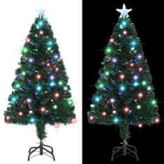 Vidaxl Osvetljena novoletna jelka s stojalom in LED 120 cm optična vlakna