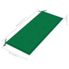 Vidaxl Klop Batavia z zeleno blazino 120 cm trdna tikovina