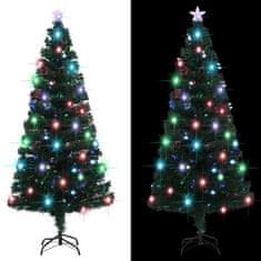 Vidaxl Osvetljena novoletna jelka s stojalom in LED 180 cm optična vlakna
