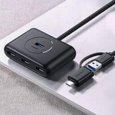 Ugreen CR113 HUB adapter 4x USB / USB-C 1m, črna