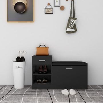 Vidaxl vidaXL Klop s prostorom za čevlje črne barve 94,5 x 31 x 57 cm