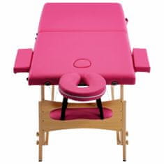 shumee Zložljiva masažna miza 2-conska les roza