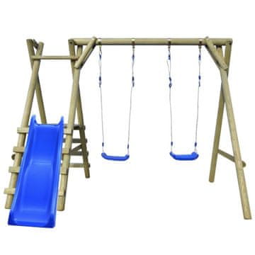 Vidaxl Komplet Gugalnic z Lestvama in Toboganom 270x255x210cm Borovina