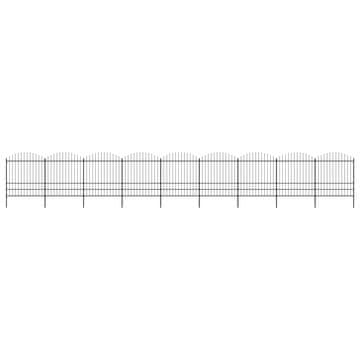 Vidaxl Vrtna ograja s suličastim vrhom jeklo 1506x200 cm črna