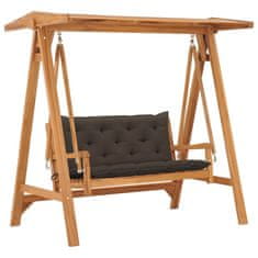Vidaxl Vrtna gugalnica s taupe blazino 170 cm trdna tikovina