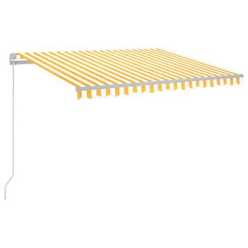 Vidaxl Ročno zložljiva tenda z LED lučmi 300x250 cm rumena in bela