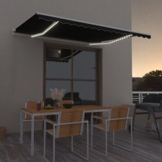 Vidaxl Ročno zložljiva tenda z LED lučmi 450x300 cm antracitna