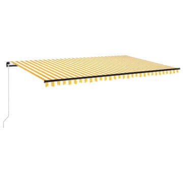 Vidaxl Ročno zložljiva tenda z LED lučmi 500x300 cm rumena in bela