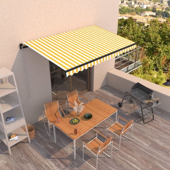 shumee Ročno zložljiva tenda 400x350 cm rumena in bela