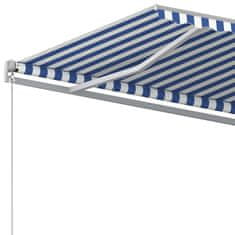 Vidaxl Ročna tenda 4,5 x 3,5 m Modra in bela črta 100% poliester