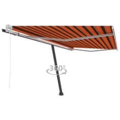 Greatstore Prostostoječa avtomatska tenda 400x300 cm oranžna/rjava