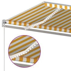 Vidaxl Ročno zložljiva tenda z LED lučmi 400x350 cm rumena in bela