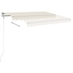 Vidaxl Ročna tenda 4,5 x 3,5 m Krem 100% poliester