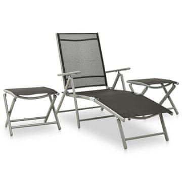 Vidaxl Vrtna garnitura 3-delna tekstil in aluminij