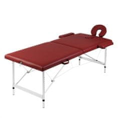shumee Zložljiva masažna miza 2-conska aluminijast okvir rdeča