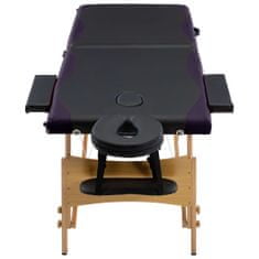 Vidaxl Zložljiva masažna miza 2-conska les črna