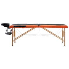 Vidaxl Zložljiva masažna miza 2-conska les črna in oranžna