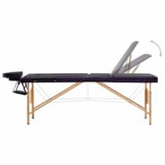 shumee Zložljiva masažna miza 3-conska les črna in vijolična