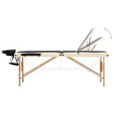 Greatstore Zložljiva masažna miza 3-conska les črna in bež