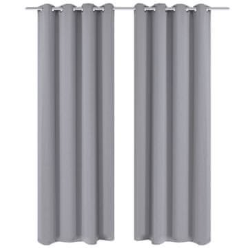 shumee 2 kosa sivih zaves z obročki 135 x 245 cm