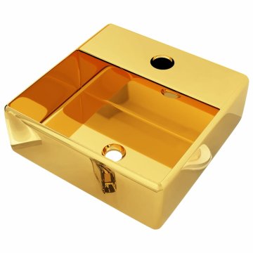 Vidaxl Umivalnik z odprtino za pipo 38x30x11,5 cm keramičen zlat