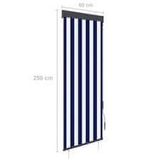 Vidaxl Zunanje rolo senčilo 60x250 cm modro in belo