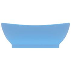 Vidaxl Razkošen umivalnik ovalen mat svetlo moder 58,5x39 cm keramika