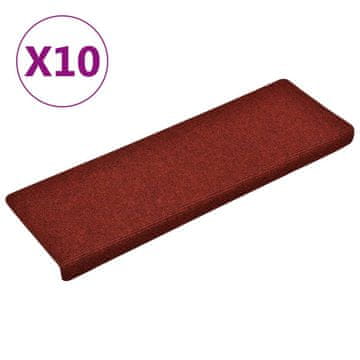 Vidaxl Preproge za stopnice samolepilne 10 kosov 65x21x4 cm bordo rdeče pravokotne robove