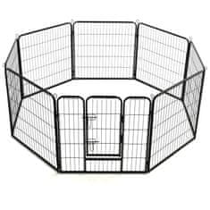 Vidaxl Ograda za pse z 8 jeklenimi paneli 80x80 cm črne barve