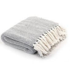 Vidaxl Pregrinjalo iz bombaža ribja kost 220x250 cm sivo