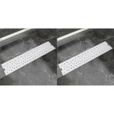 Vidaxl Kanaleta za tuš 2 kosa mehurčki 530x140 mm nerjaveče jeklo