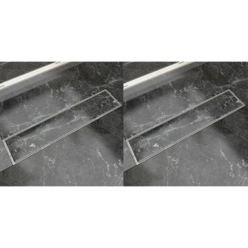 Vidaxl Kanaleta za tuš 2 kosa 530x140 mm nerjaveče jeklo