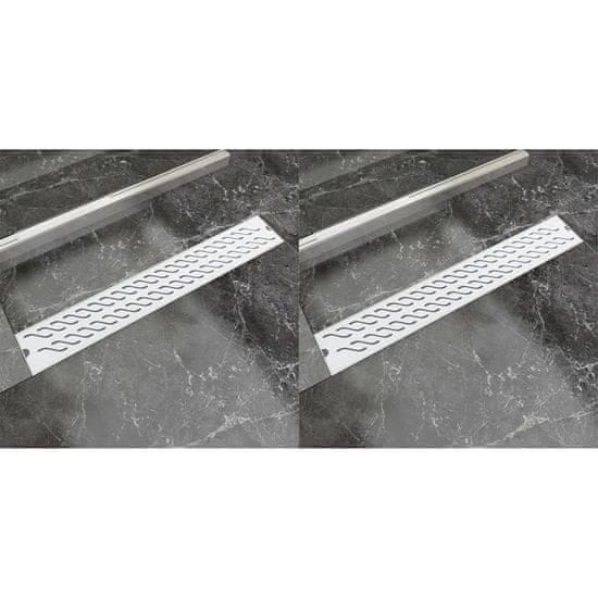 Vidaxl Kanaleta za tuš 2 kosa valovi 730x140 mm nerjaveče jeklo