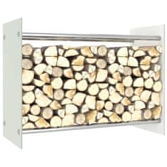 Vidaxl Stojalo za drva belo 80x35x60 cm steklo