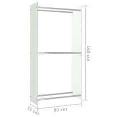 Vidaxl Stojalo za drva belo 80x35x160 cm steklo