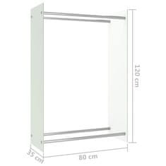 Vidaxl Stojalo za drva belo 80x35x120 cm steklo